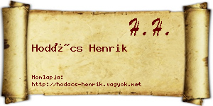 Hodács Henrik névjegykártya